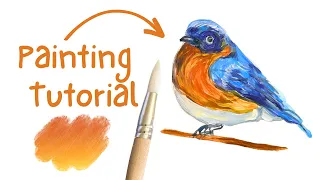 How to Paint a Blue Bird With Acrylic Paints Step by Step Painting Tutorial