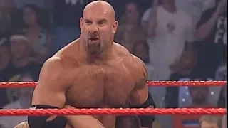 Goldberg hits Randy Orton with the Jackhammer: Raw, Sept. 1, 2003