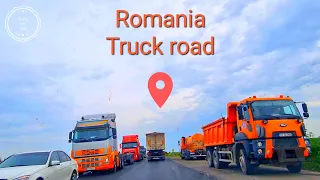 Driving in Romania , the busiest countryside truck road