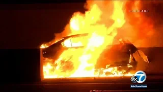 Driver killed in fiery wrong-way crash on 91 Freeway in Anaheim I ABC7