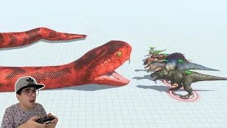 SERPENTE GIGANTE vs TODOS OS DINOSSAUROS JUNTOS! (super batalha) - Animal Revolt Battle Simulator