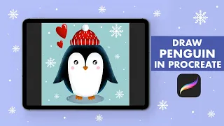 Cute PENGUIN Anyone Can Draw - Easy Procreate Tutorial - Easy Winter Holiday Drawing Tutorial🎄🐧⭐️