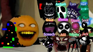FNF Sliced But Doors ALL PHASES Sing it | Corrupted Annoying Orange x Rush - Friday Night Funkin'