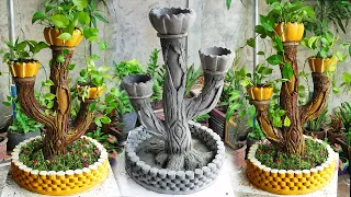 Amazing Garden Ideas From Cement - How To Make a Beautiful Tree Stump flower pot from Cement