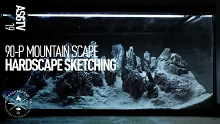 90-P Mountain Iwagumi Aquascape - Step by Step Hardscape Sketching