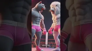 CAT 🆚 LION || FIGHTING FOR DAD  #cat #kitten #trending#cute #cats #cutecat #catlover #shorts #ai