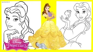 Disney Princess Belle Coloring Pages Activity for kids and toddlers