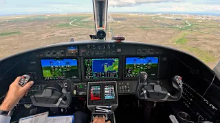 CJ3+ Citation jet - ILS approach at BIKF Keflavik, Iceland!