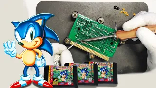 Сборка игрового картриджа Sonic 3 для Sega Mega Drive. LOCK-ON.