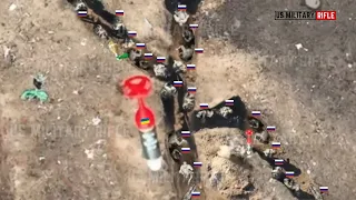 Horrible footage!! Ukrainian drones destroy 500 group wagner Russian in trench frontline bakhmut