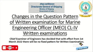 MEO CLASS IV WRITTEN EXAM PATTERN CHANGED HIGHLIGHTS DG SHIPPING CIRCULAR 28 | SUBJECTIVE PAPER MCQ