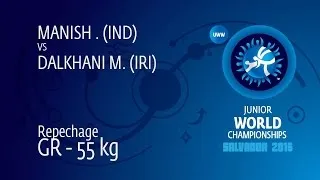 Repechage GR - 55 kg: M. DALKHANI (IRI) df. . MANISH (IND), 2-2