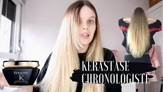 KERASTASE CHRONOLOGISTE MASK REVIEW AND TRY ON - hair routine for dry and damaged hair, soften hair