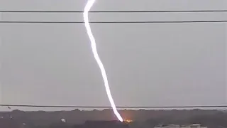 CLOSE positive CG lighting strike with loud thunder!