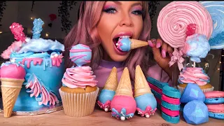 ASMR COTTON CANDY CAKE, ICE CREAM CAKE POPS, SPOONS, BOBA, JEWELS, MARSHMELLOW LOLLIPOP MUKBANG 먹방