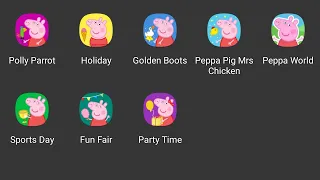 Peppa Pig ; Fun Fair,Sports Day,Golden Boots,Holiday,Happy Mrs Chicken,World of Peppa Pig,Party Time