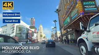 [4K] Driving Down Famous Sunset Strip, Hollywood Blvd. in Beverly Hills, West Hollywood, Los Angeles