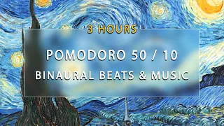 Pomodoro Technique 50 10 Minutes | 3 Hours Session With Music & Binaural Beat Alpha Waves