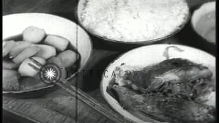 Sailors cook and eat aboard a Japanese submarine underway in the Pacific Ocean du...HD Stock Footage