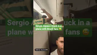 Kun Aguero stuck in plane with Brazil fans 🤣😅