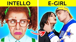 INTELLO VS E-GIRL POPULAIRE | St-Valentin avec mon Crush E-BOY ! Transformation par 123GO! CHALLENGE