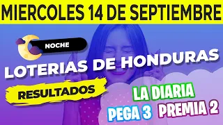 Sorteo 9PM Loto Honduras La Diaria Pega 3 Premia 2, Miércoles 14 de Septiembre del 2022 | Ganador 😱🤑