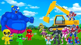 TRANSFORMERS vs. GODZILLA TRAIN: Rainbow Car JCB Excavartor TOY HELICOPTER KA & Dinosaurs 2d BEASTS?