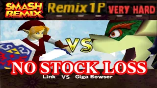 Smash Remix - Classic Mode Remix 1P Gameplay with Link (VERY HARD) No stock loss