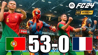 FIFA 24 - RONALDO, Håland, SPIDER MAN, BATMAN, MESSI, ALL STARS PLAYS TOGETHER | PORTUGAL vs FRANCE