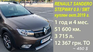 Рено Сандеро Степвей (Renault Stepway 0,9) 51600 км за 1,5 года. Итоги эксплуатации и что потом?