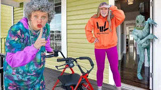 Undercover PRANK on Best Friend, Disguised as Old Lady (Caught Pond Monster Sneaking into house…)