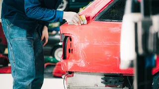 Wet Sanding My Newly Painted V8 BMW E34 Touring To Perfection