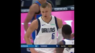 Kristaps Porzingis with the MONSTER Dunk on 2 OKC Players!!