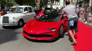 NEW FERRARI HYPERCAR SF90 IN LONDON [Moving, Revving, Offload] {See Description}