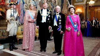 The Dutch royals Grace the banquet dinner during Sweden state visit #queenmaxima #ROYALMONARCHIES