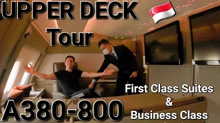 Upper Deck First Class Suites & Business Class Tour SINGAPORE AIRLINES 🇸🇬 AIRBUS A380-800 Changi SIN
