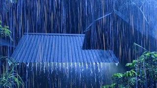 Relieve Stress to Fall Asleep Fast with Powerful Rain & Heavy Thunder Sounds on Metal Roof at Night
