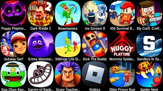 Grimace Monster Scary Survival,Poppy Playtime 3,Subway Surf,Roblox,Siblings Life,Obby Prison Run....