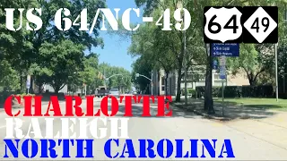 US 64 & NC 49 - Downtown Charlotte to Downtown Raleigh DIRECT Route - North Carolina - Highway Drive