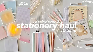 huge stationery haul 🍓☁️ ft. temu | aesthetic desk decor, notepads, pens & highlighters + more!