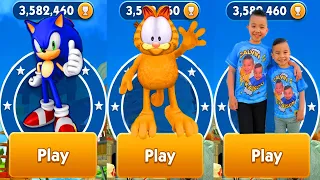 CKN Toys Car Hero Run vs Garfield Rush vs Sonic Dash Gameplay