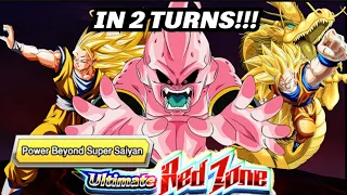 HOW TO BEAT NEW ULTIMATE RED ZONE STAGE 4 VS KID BUU POWER BEYOND SUPER SAIYAN MISSION IN 2 TURNS!