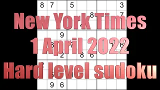Sudoku solution – New York Times sudoku 1 April 2022 Hard level