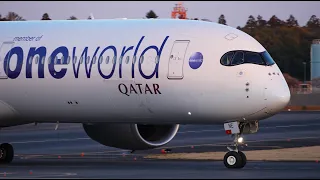 Qatar Airbus A350-1000 A7-ANE Landing at Narita 34R | NRT/RJAA | Oneworld