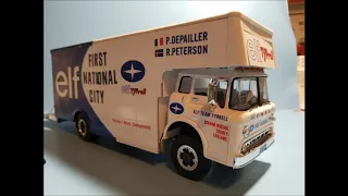 MY 1/32 SCALE  TYRRELL ELF F1 RACE TEAM MATCHBOX AND ENTEX FORD C-800 TRANSPORT TRUCK