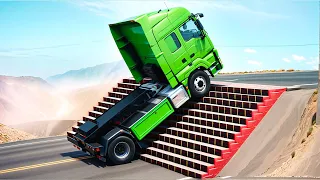 Cars vs Stairs x Container Bridge x Spikes ▶️ BeamNG Drive