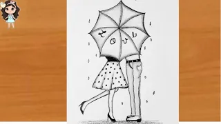 Romantic couple drawing | Valentines day drawing | pencil drawing | Simple art with rose