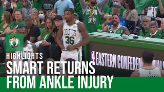 Marcus Smart returns, hits a three after leaving Game 3 with what looked like serious ankle injury