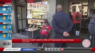 Oakland police chief visits sites of weekend shootings