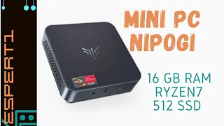 Nipogi mini Pc con 16gb ram, processore Ryzen 7 e ssd da 512GB.